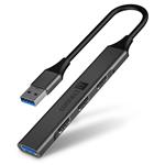 CONNECT IT kompaktní USB hub, 1xUSB 3.0, 3x USB 2.0, antracitový