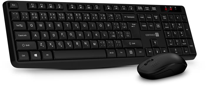 CONNECT IT OfficeBase Wireless Combo bezdrátová černá klávesnice + myš, USB