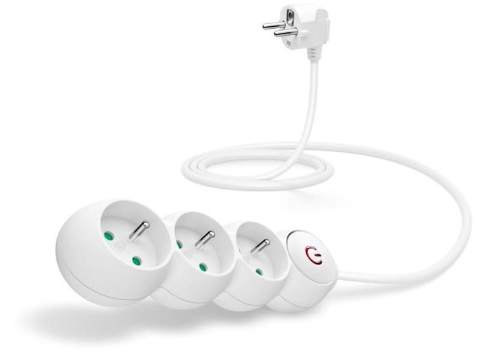 CONNECT IT prodlužovací kabel 230V, 3 zásuvky, 1.5m, s vypínačem, bílá