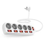 CONNECT IT prodlužovací kabel, 5 zásuvek, 2 m, s vypínači, bílá