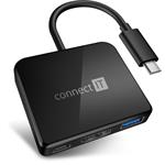 CONNECT IT USB-C hub, 3v1 (USB-C,USB-A,HDMI), externí, černý