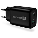 CONNECT IT Wanderer2 GaN nabíjecí adaptér 1×USB-C + 1xUSB-A, 33W PD, ČERNÝ