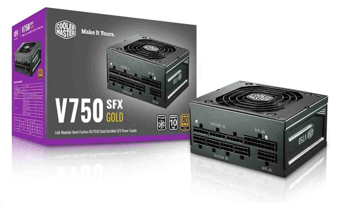 Cooler Master zdroj V750, 750W SFX zdroj, 80+ Gold, modulární