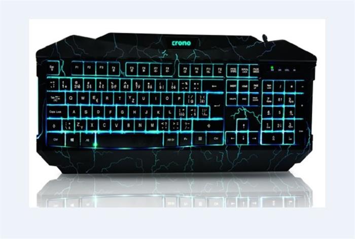 Crono CK2115 - herní klávesnice se 3 barvami podsvětlení , USB, CZ, černá