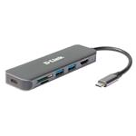 D-Link 6-v-1 USB-C Hub s HDMI/Card Reader/Power Delivery