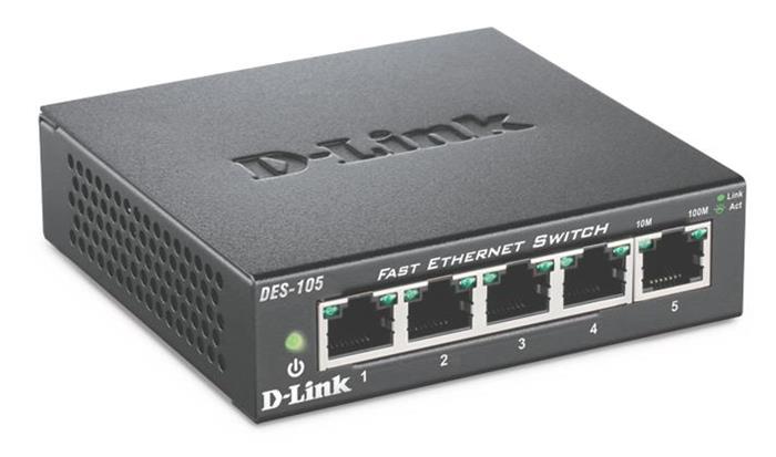 D-Link DES-105 kovový 5-port 10/100 Desktop Switch