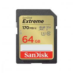 SanDisk Extreme 64GB SDXC karta, V30 UHS-I U3, 170R/80W