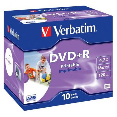 Verbatim DVD+R Wide Printable, 4.7GB, 16x, 10ks, jewel case