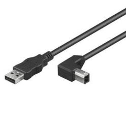 PremiumCord Kabel USB 2.0, A-B, 0,5m se zahnutým USB-B konektorem 90°