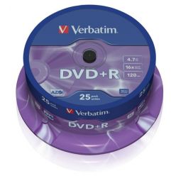 Verbatim DVD+R Matt Silver, 4.7GB, 16x, 25ks, spindle