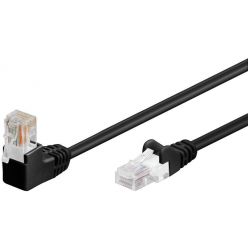 Patch kabel UTP RJ45-RJ45 level 5e 1 lomený konektor (90°), černý, 5m