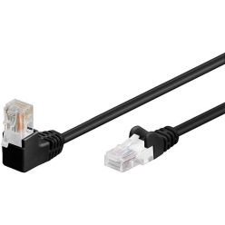 Patch kabel UTP RJ45-RJ45 level 5e 1 lomený konektor (90°), černý, 2m