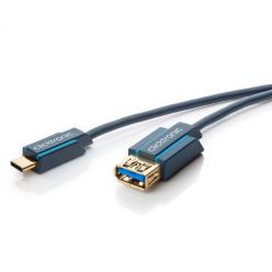 ClickTronic HQ OFC Kabel USB 3.0 konektor C/male - USB 3.0  A/female, modrý, 1m