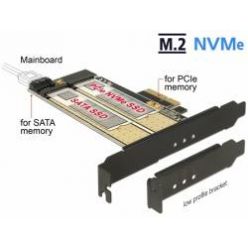 Delock PCI Express x4 Karta > 1 x interní M.2 Key B + 1 x interní NVMe M.2 Key M - format low profile