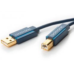 ClickTronic propojovací USB 2.0 kabel, A-B, zlacené konektory, 1.8m