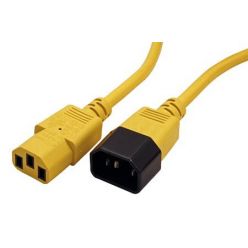 Kabel síťový prodlužovací IEC320 C14 - IEC320 C13, 1,8m, žlutý