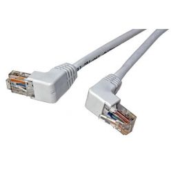 Patch kabel UTP RJ45-RJ45 level 5e 0,25m bílá, lomené konektory 90°