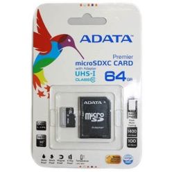 ADATA Premier 64GB MicroSDXC karta, Class 10, UHS-1  + adaptér
