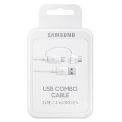 Samsung USB kabel -> micro USB + USB-C, bílý