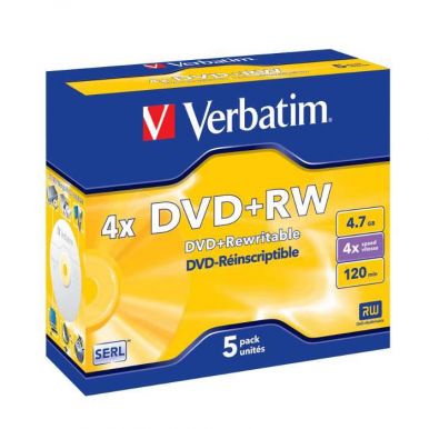 Verbatim DVD+RW Matt Silver, 4.7GB, 4x, 5ks, jewel case