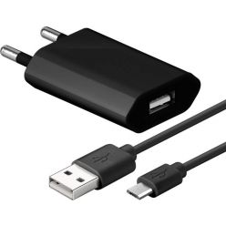 Goobay USB nabíječka 230V s micro USB kabelem, ultra slim, 1A, černá