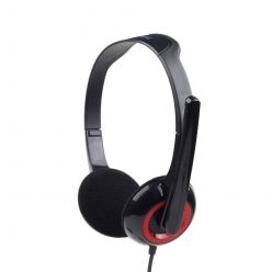 Gembird MHS-002, sluchátka s mikrofonem, ovládání hlasitosti, černo-červená