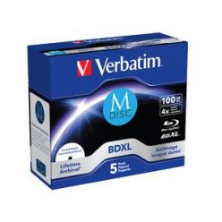 Verbatim 43834 BD-XL M-DISK, 100GB, 4x, printable, 5ks, Jewel case