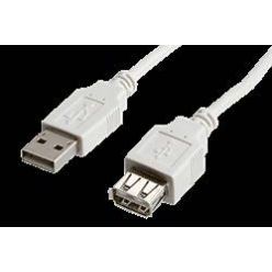 USB 2.0 kabel prodlužovací A-A, M-F, bílý, 1.8m