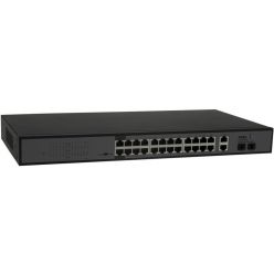 MaxLink PoE switch PSBT-28-24P-250, 26x LAN/24x PoE 250m, 2x SFP, 802.3af/at/bt, 250W, 10/100Mbps