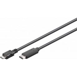 PremiumCord USB 2.0 kabel, USB-C -> micro B, M/M, 0.6m, černý