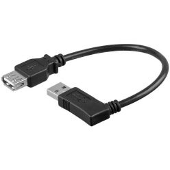 USB 2.0 kabel prodlužovací A-A, M-F, lomený vpravo, 30cm