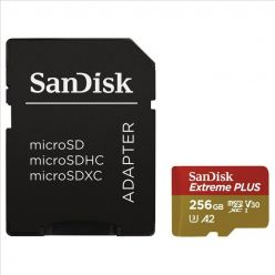 SanDisk Extreme Plus 256GB microSDXC karta, UHS-I U3 A2 + adaptér