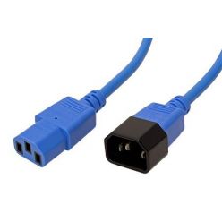 Kabel síťový prodlužovací IEC320 C14 - IEC320 C13, 0,8m, modrý