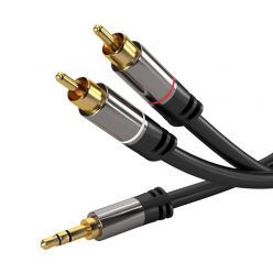 PremiumCord HQ stíněný kabel stereo Jack 3.5mm -> 2x CINCH, M/M, 3m