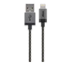 CABSTONE Lightning nabíjecí a synchronizační kabel, 1m, opletený, černo-stříbrný