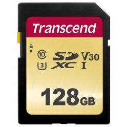 Transcend 500S 128GB SDXC karta, UHS-I U3 V30, MLC, 95R/60W