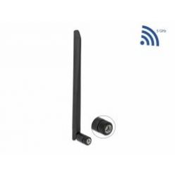 Delock Všesměrová anténa RP-SMA zástrčková pro signál WLAN 802.11 ac/ax/a, 5 dBi, 20 cm, s výklopným spojem a z ohebnéh