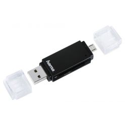 HAMA Basic čtečka SD a mSD paměťových karet, USB 2.0/micro USB, černá