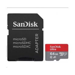 SanDisk Ultra 64GB microSDXC karta, UHS-I U1 A1 + adaptér