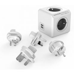 PowerCube ReWirable USB + Travel Plugs Grey