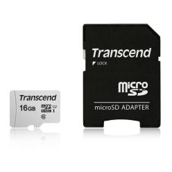 Transcend 300s 16GB microSDHC karta, UHS-I U1 + adaptér