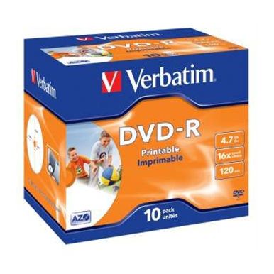 Verbatim DVD-R Wide Printable, 4.7GB, 16x, 10ks, jewel case