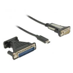 Delock Adaptér USB-C -> RS-232 + Adaptér DB25, FTDI FT232RL