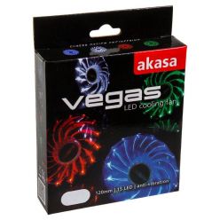 AKASA Vegas 120mm LED ventilátor, 1200rpm, 23dBA, 3pin, červený