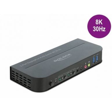 Delock DisplayPort 1.4 KVM Switch s USB 3.0 a analogovým zvukem