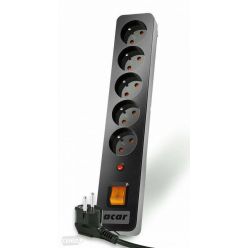 Acar X5 1.5m kabel, 5 zásuvek, přepěťová ochrana, černý