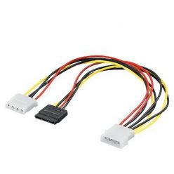 PremiumCord napájecí rozdvojka molex -> SATA + molex, 10 cm