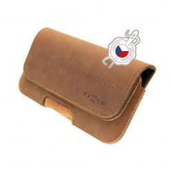 Horizontální kožené pouzdro FIXED Posh se zavíráním, velikost 4XL+, hnědé