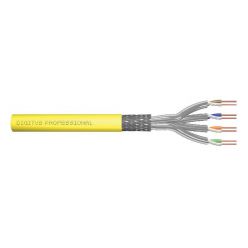 DIGITUS CAT 7A S-FTP PiMF installation cable, raw  length 1000 m, drum, AWG 22/1, 1500 MHz LSZH-3, simplex, color yello