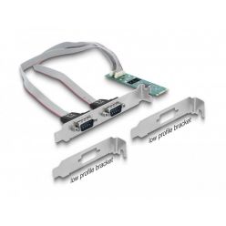 Delock Karta M.2 na 2 x sériová rozhraní RS-232 DB9 se zásuvkami slotů standardního profile a Low Profile